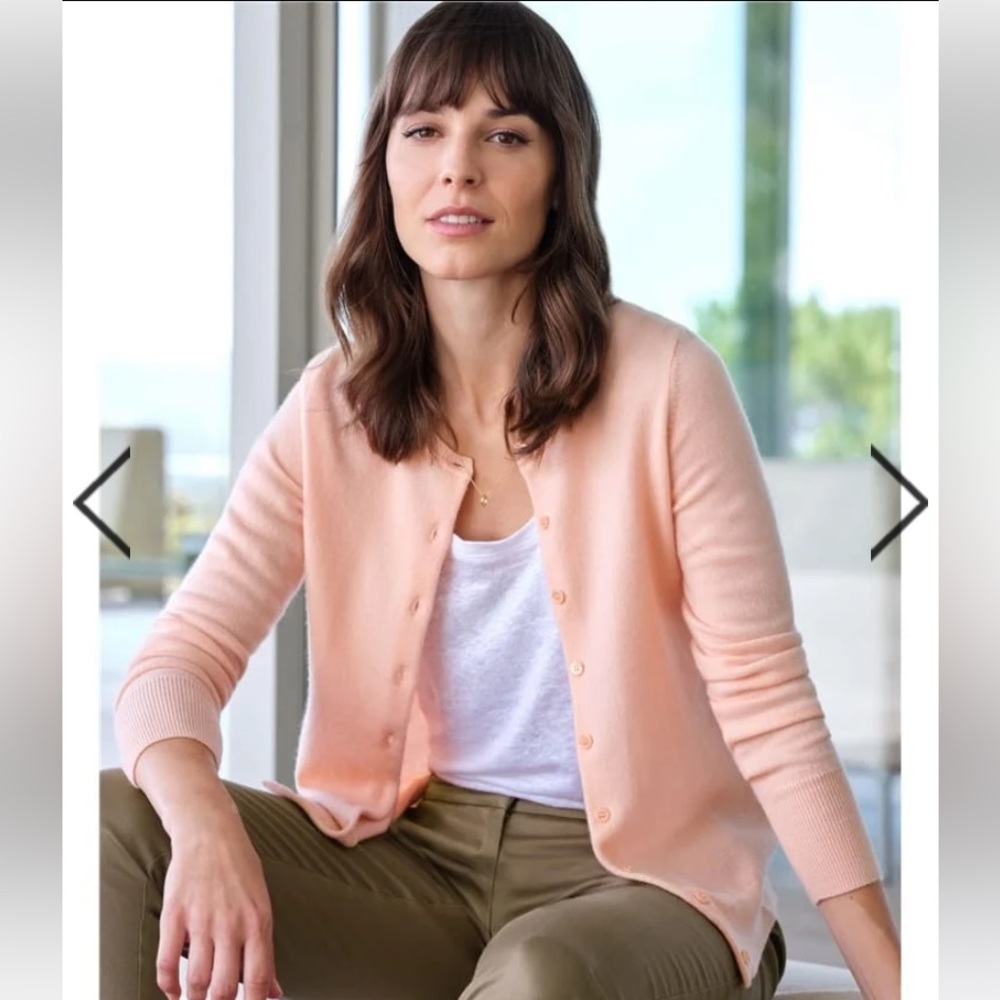 NWT State Fusio Wool Cashmere Designer Crewneck button Cardigan Sweater Top Pink